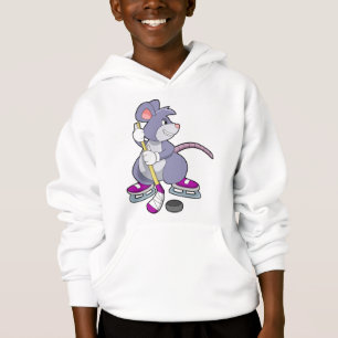 Maus bei Eishockey mit Eishockeystick mit Eishocke Hoodie