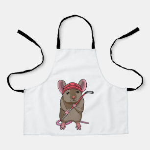 Maus bei Eishockey mit Eishockeystick mit Eishocke Schürze