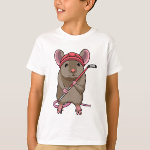 Maus bei Eishockey mit Eishockeystick mit Eishocke T-Shirt