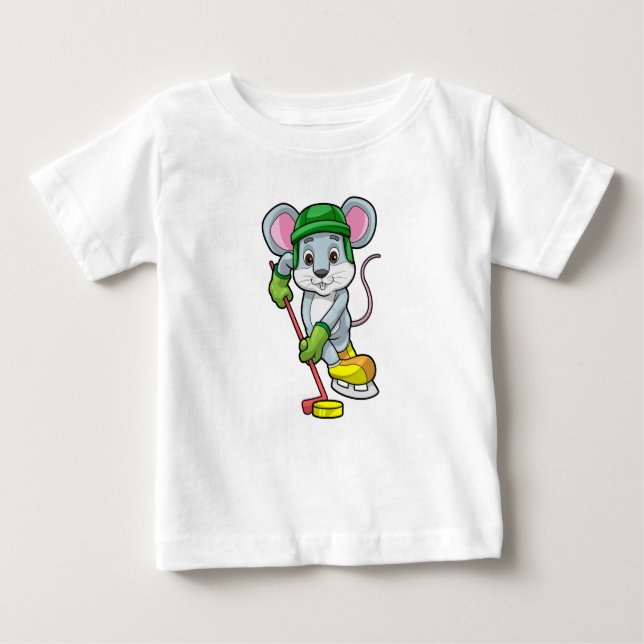 Maus bei Eishockey mit Hockeystick Baby T-shirt (Vorderseite)