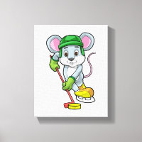 Maus bei Eishockey mit Hockeystick