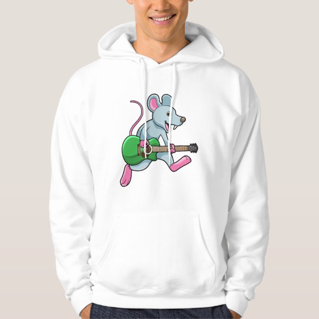 Maus bei Musik mit Gitarre Hoodie (Vorderseite)