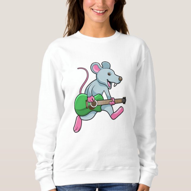 Maus bei Musik mit Gitarre Sweatshirt (Vorderseite)