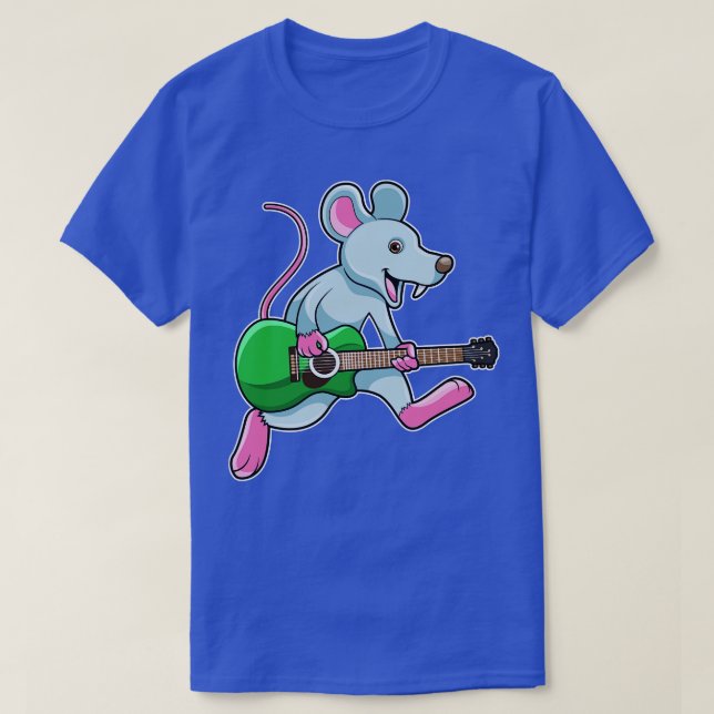 Maus bei Musik mit Gitarre T-Shirt (Design vorne)