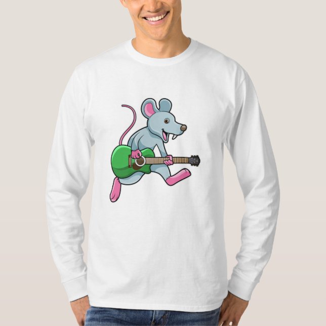 Maus bei Musik mit Gitarre T-Shirt (Vorderseite)