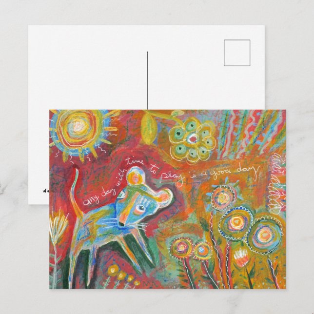 Maus bei Spielen Postkarte (Vorne/Hinten)