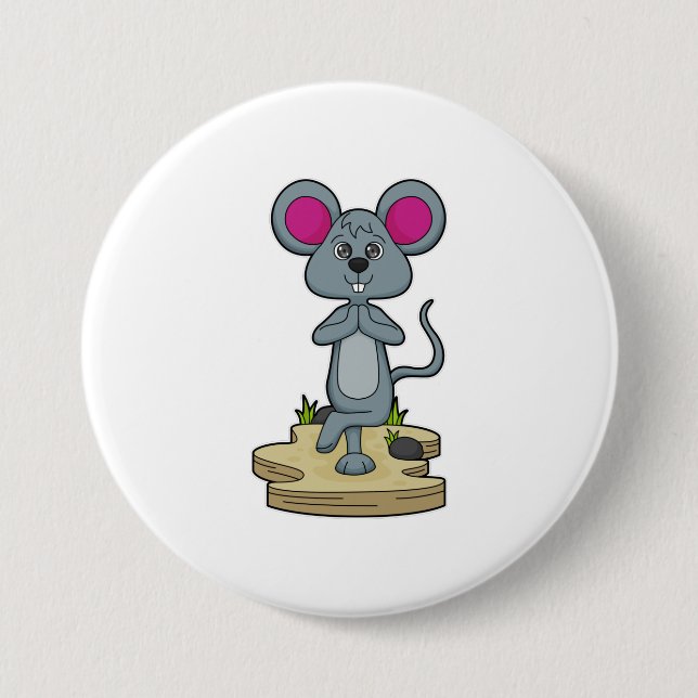 Maus bei Yoga-Fitness Button (Vorderseite)