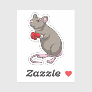 Maus beim Boxen mit Boxhandschuhen Aufkleber