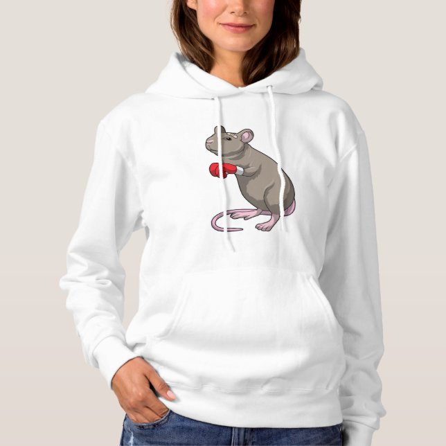 Maus beim Boxen mit Boxhandschuhen Hoodie (Vorderseite)