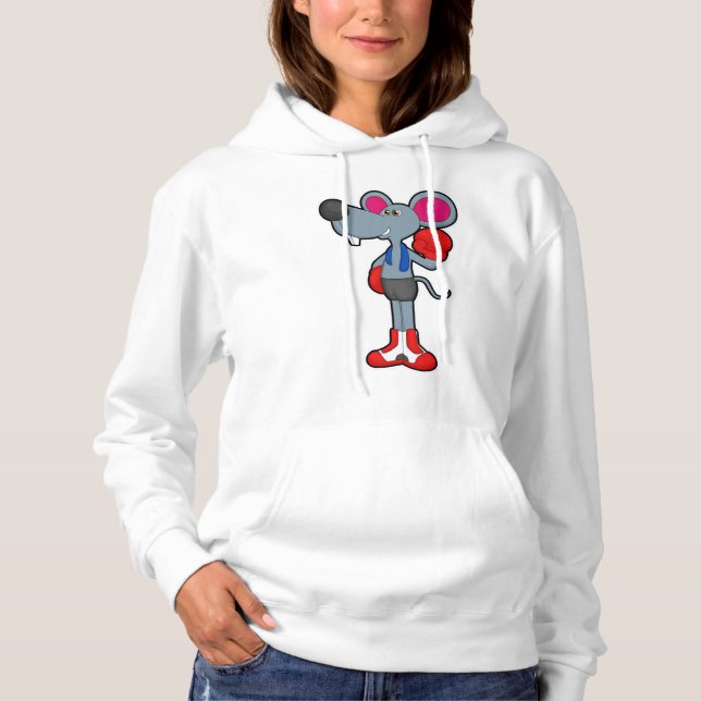 Maus beim Boxen mit Boxhandschuhen Hoodie (Vorderseite)