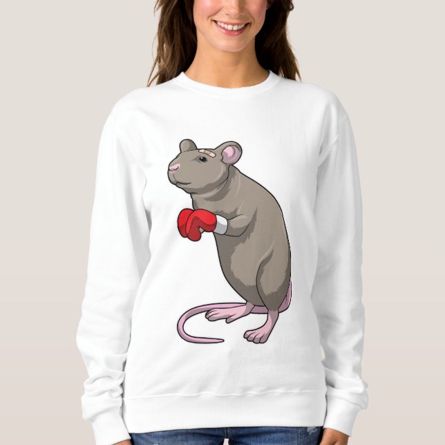 Maus beim Boxen mit Boxhandschuhen Sweatshirt (Vorderseite)