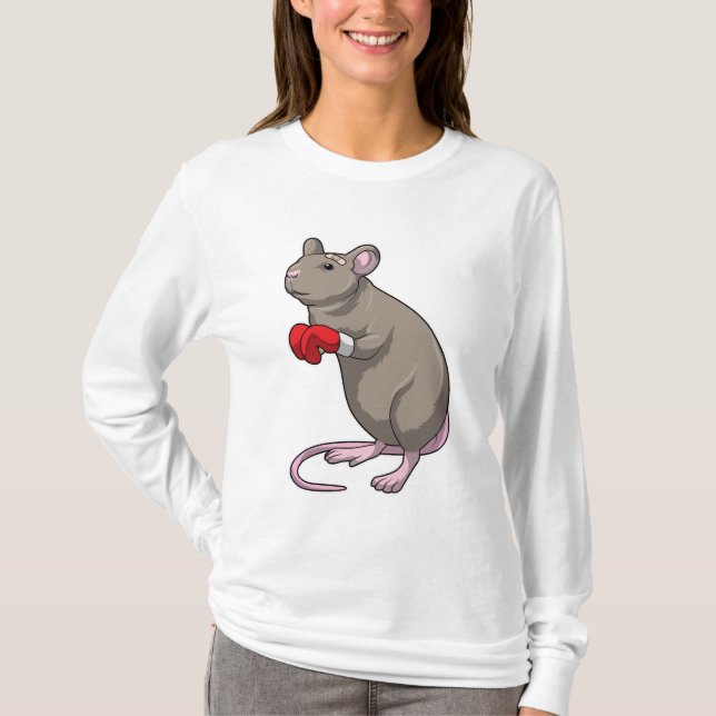 Maus beim Boxen mit Boxhandschuhen T-Shirt (Vorderseite)