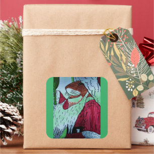 MAUS, BEREIT FÜR, CHRISTMAS! QUADRATISCHER AUFKLEBER