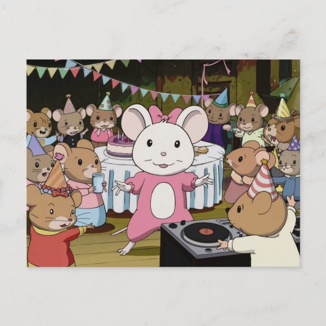 Maus Dance Party Anime Style Postkarte (Vorderseite)