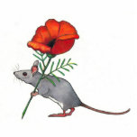 Maus, die rote Blume hält: Farbbleistift-Kunst Freistehende Fotoskulptur<br><div class="desc">Mein Zeichnen einer niedlichen grauen Maus,  die eine große rote Mohnblume hält.  Zeichnen geschaffen im Farbbleistift.</div>