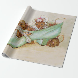 Maus Familie in einem Schuhwerk von Beatrix Potter Geschenkpapier