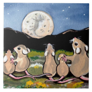 Maus-Familie Moon 6" Fliesentrippe Fliese