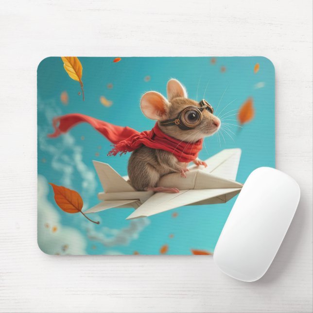 Maus Flug eines Papierflugzeugs Mousepad (Mit Mouse)