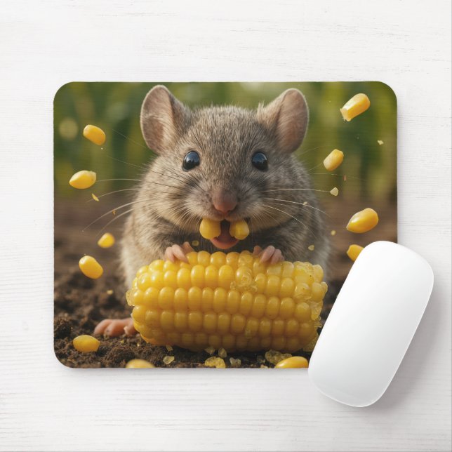 Maus genießt einen Maiskolben Mousepad (Mit Mouse)