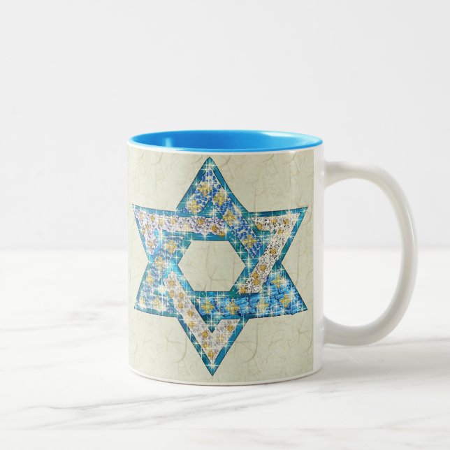 Maus-Gezeichneter Edelstein verzierte Davidsstern Zweifarbige Tasse (Rechts)