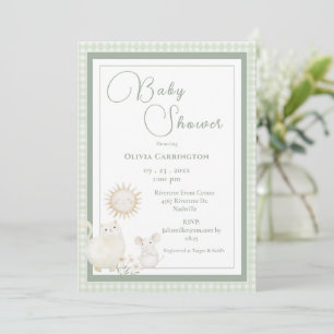 Maus Gingham Vintage Babyparty Einladung