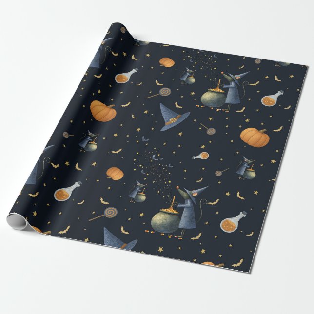 Maus Halloween Wrapping Paper Dark Vintag Style Geschenkpapier (Ungerollt)