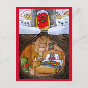 Maus Hygge oder Weihnachts-Zuhause für Feiertage Postkarte