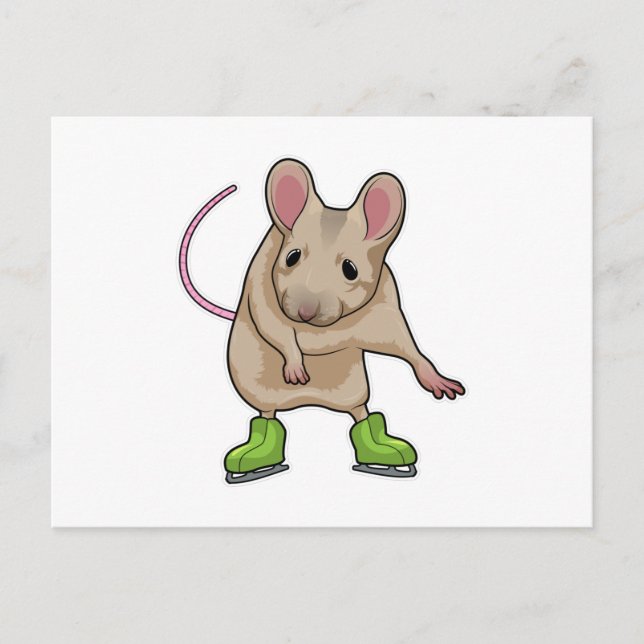 Maus Ice Skaten Ice Skate Postkarte (Vorderseite)