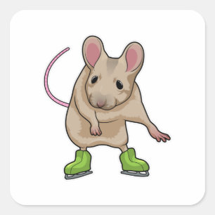 Maus Ice Skaten Ice Skate Quadratischer Aufkleber