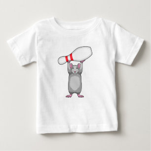Maus im Bowling mit Bowling Button Baby T-shirt