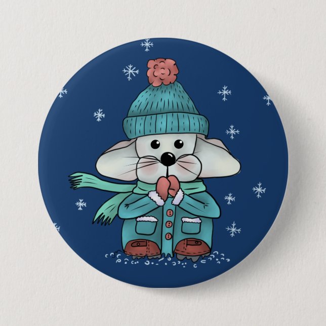 Maus im Schnee Button (Vorderseite)