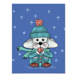 Maus im Schnee  Fotodruck