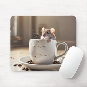 Maus in Cracked Coffee Cup Mousepad