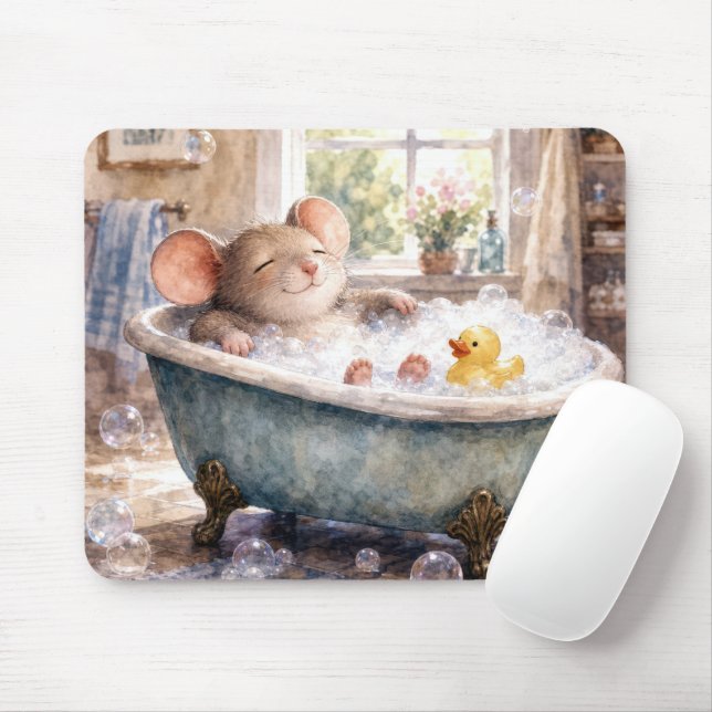 Maus in einem Schaumbad Mousepad (Mit Mouse)