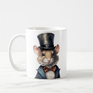 Maus in einem Top Hat und einer Anzug-Tasse Kaffeetasse