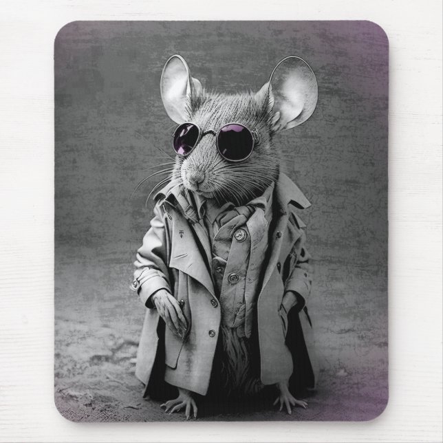 Maus in einem Trench Coat Mousepad (Vorne)