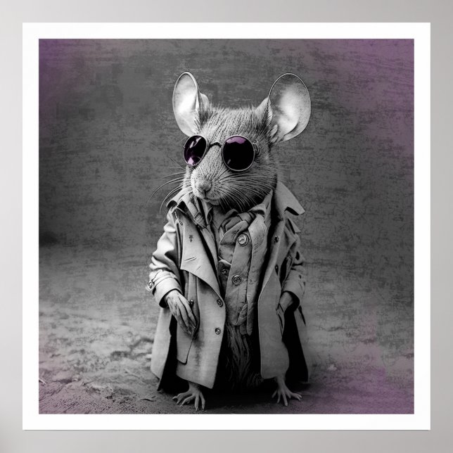 Maus in einem Trench Coat Poster (Vorne)