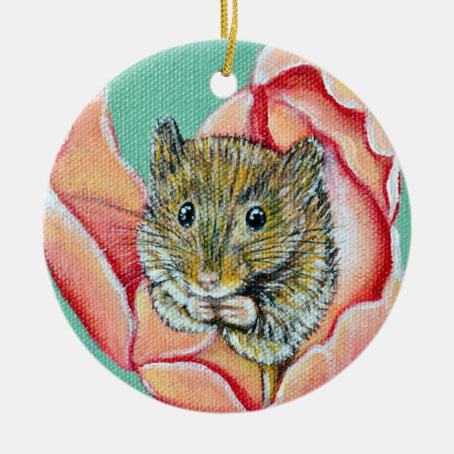 Maus in einem Tulip-Gemälde Keramik Ornament (Vorne)