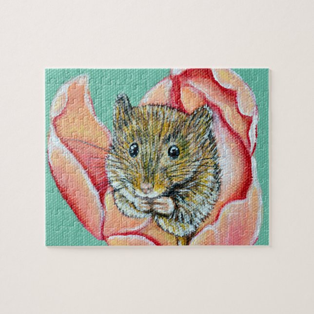 Maus in einem Tulip-Gemälde Puzzle (Horizontal)