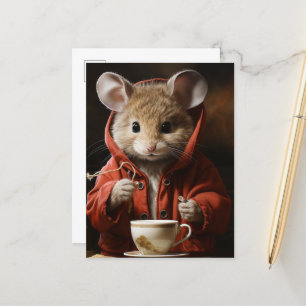 Maus in einer Jacke Postkarte