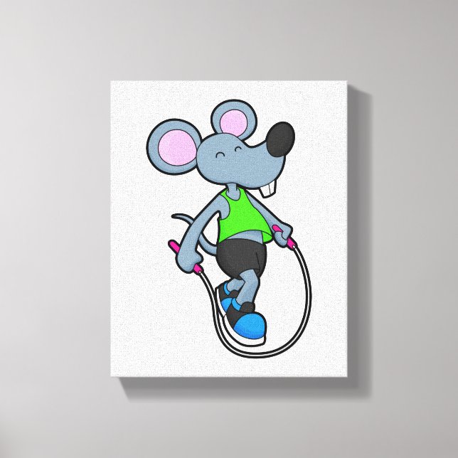 Maus in Fitness mit Seil Leinwanddruck (Vorderseite)