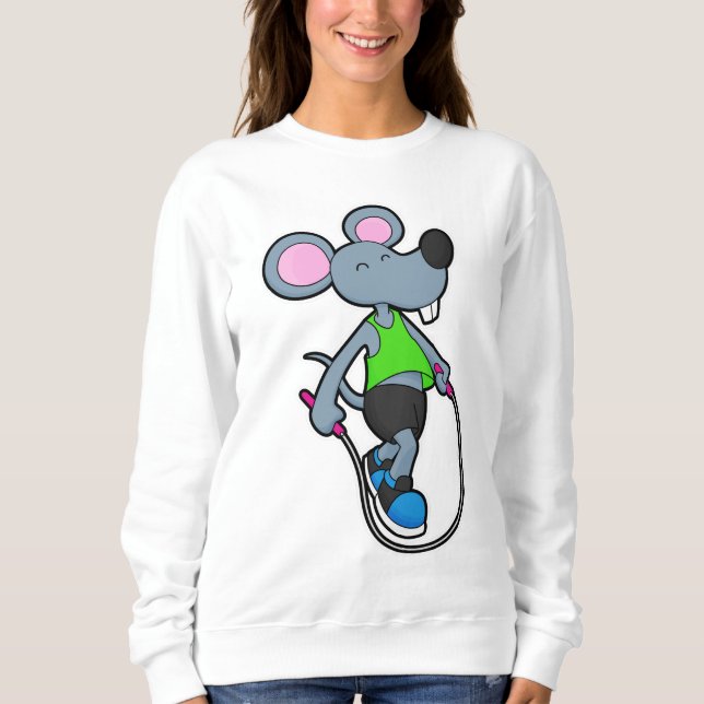 Maus in Fitness mit Seil Sweatshirt (Vorderseite)