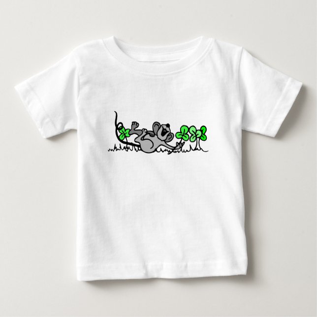 Maus in Kleeblättern Baby T-shirt (Vorderseite)