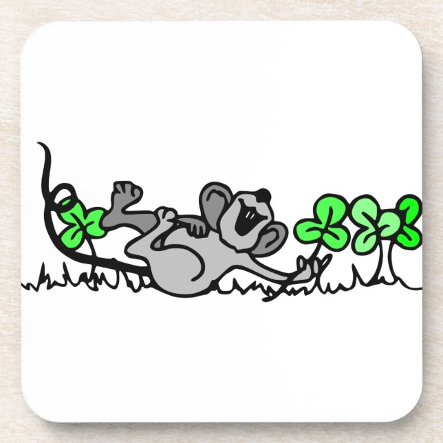 Maus in Kleeblättern Getränkeuntersetzer (Vorderseite)