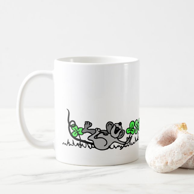 Maus in Kleeblättern Kaffeetasse (Mit Donut)