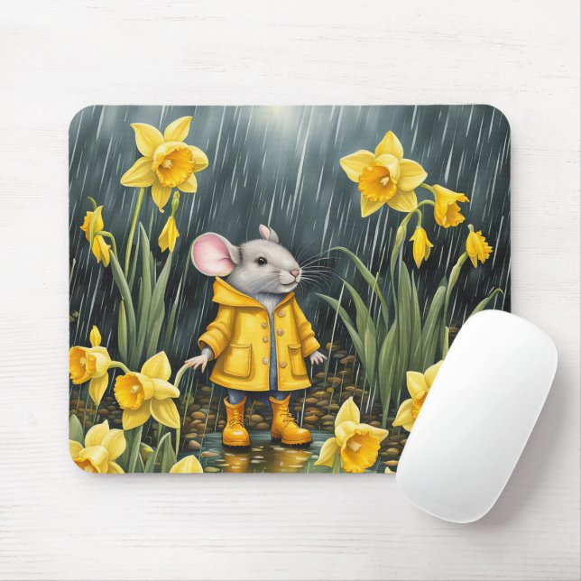 Maus in Kleidung und Regen Mousepad (Mit Mouse)