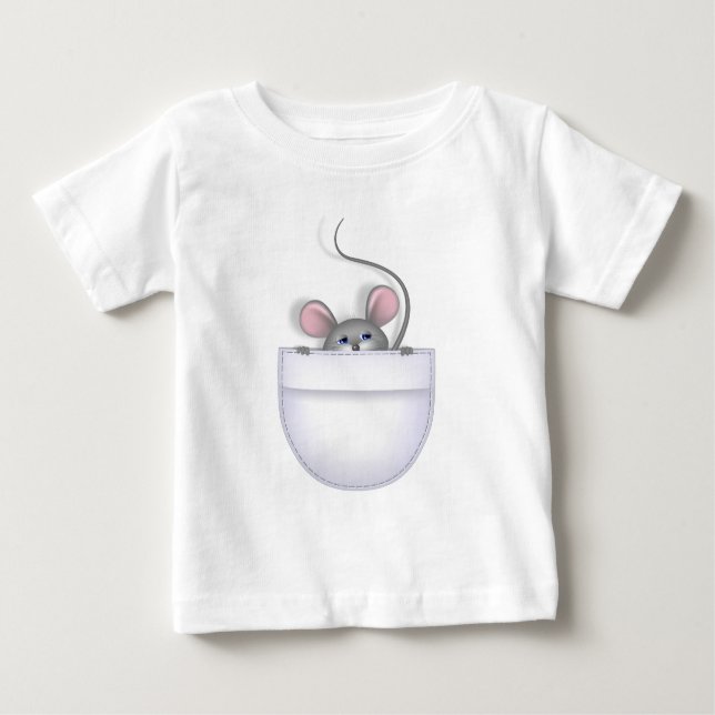 Maus in Pocket Baby T-shirt (Vorderseite)