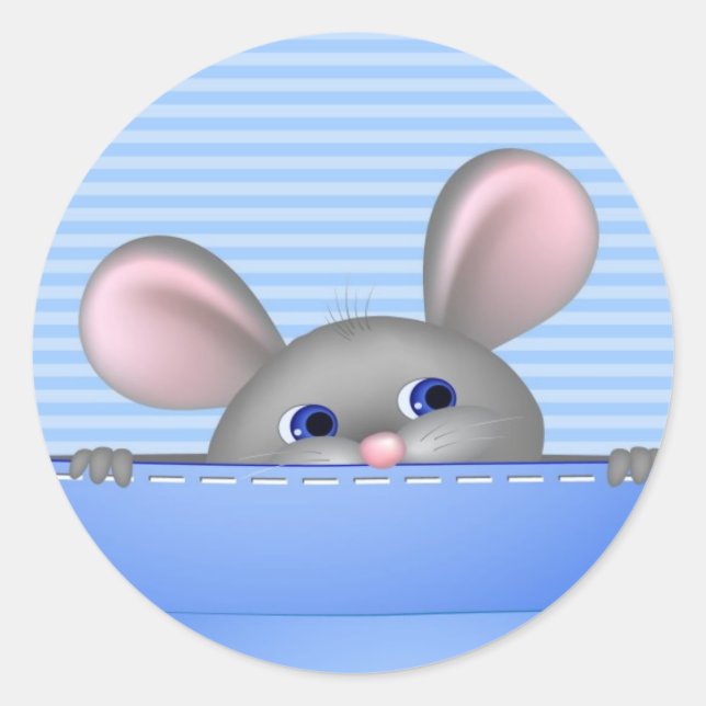 Maus in Tasche Runder Aufkleber (Vorderseite)