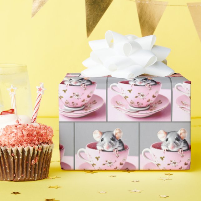 Maus in Teetasse Geschenkpapier (Geburtstagsparty)