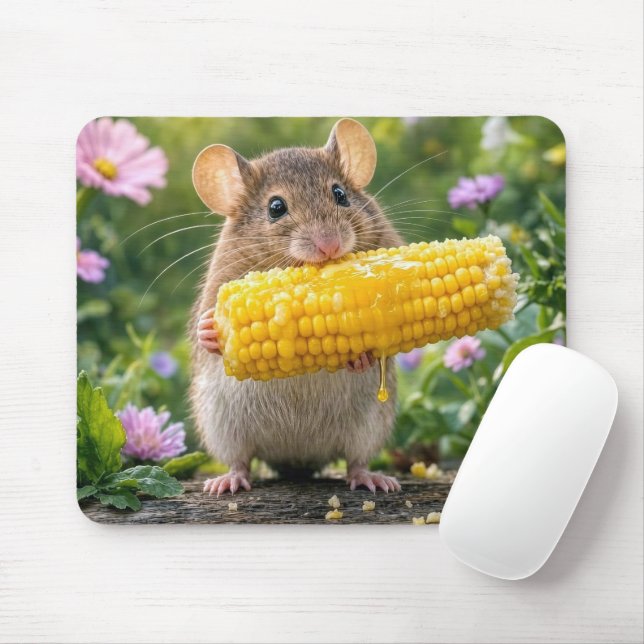 Maus isst Maiskolben Mousepad (Mit Mouse)
